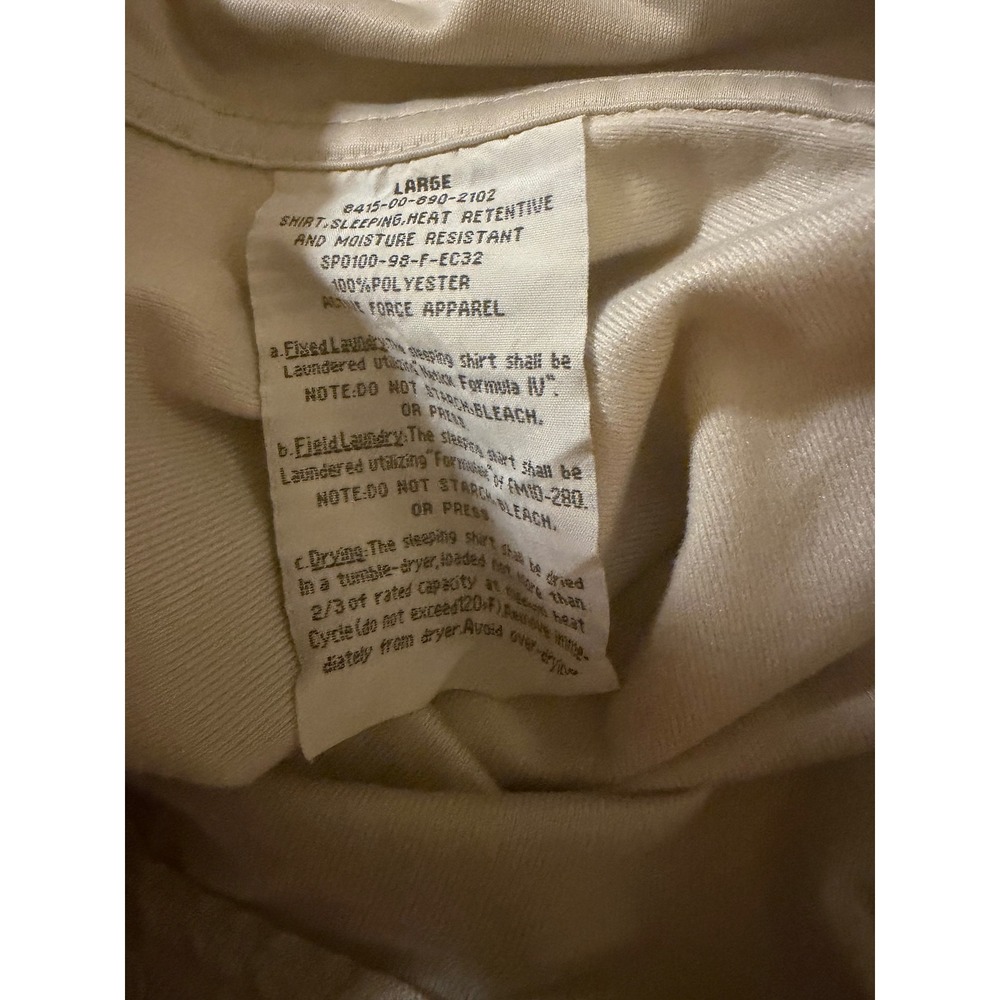 Active Force Apparel Mens USAF Sleeping Shirt Sand Quarter Zip Large - Picture 3 of 6